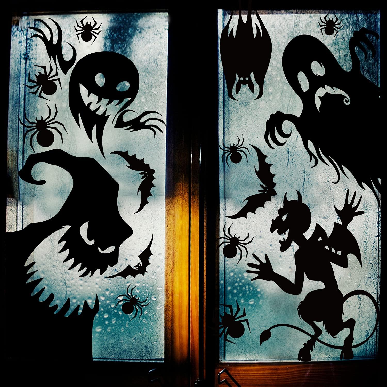 Window Treatments - CCINEE Halloween Window Cling Sticker,Giant Spooky Monster Silhouette Window Decal for Halloween Party Decoration,4 Sheet