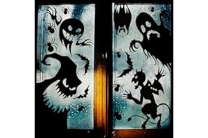 CCINEE Halloween Window Cling Sticker,Giant Spooky Monster Silhouette Window Decal for Halloween Party Decoration,4 Sheet