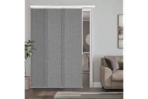 Heefen Adjustable Panel Track Blinds Manual Blackout Vertical Blinds for Sliding Door (Dimout - Light Grey, 74" W x 96" H)
