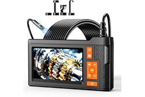 GINOCACO Dual Lens Endoscope Camera with Light, 4.3" Borescope with Photo/Video Function & Free(Built in 32GB Card), 16.4FT Semi-Rigid Snake Cable with IP67 Waterproof for Pipe, Engine & HVAC Inspection