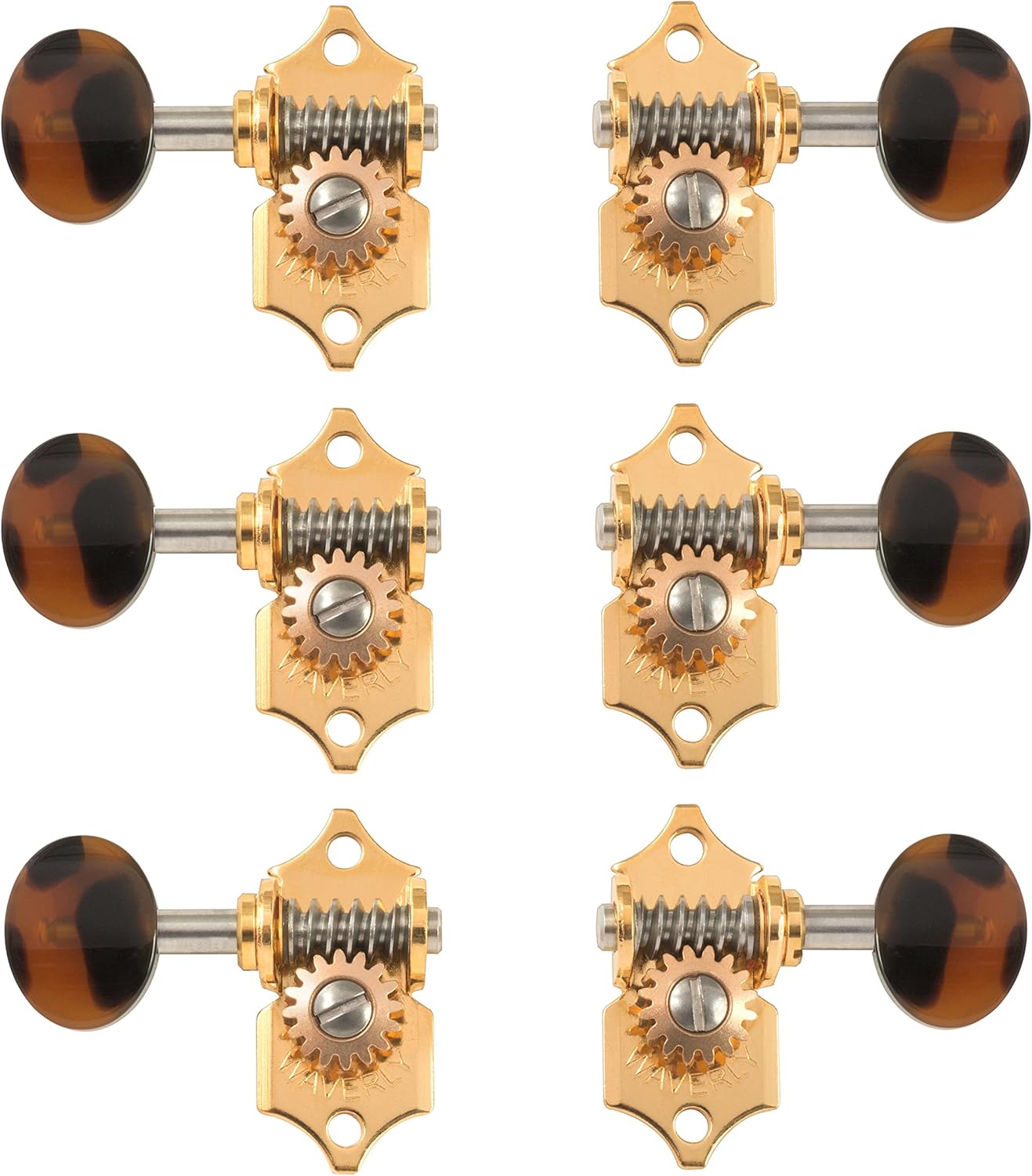 Waverly Guitar Tuners with Dark Tortoise Oval Knobs for
