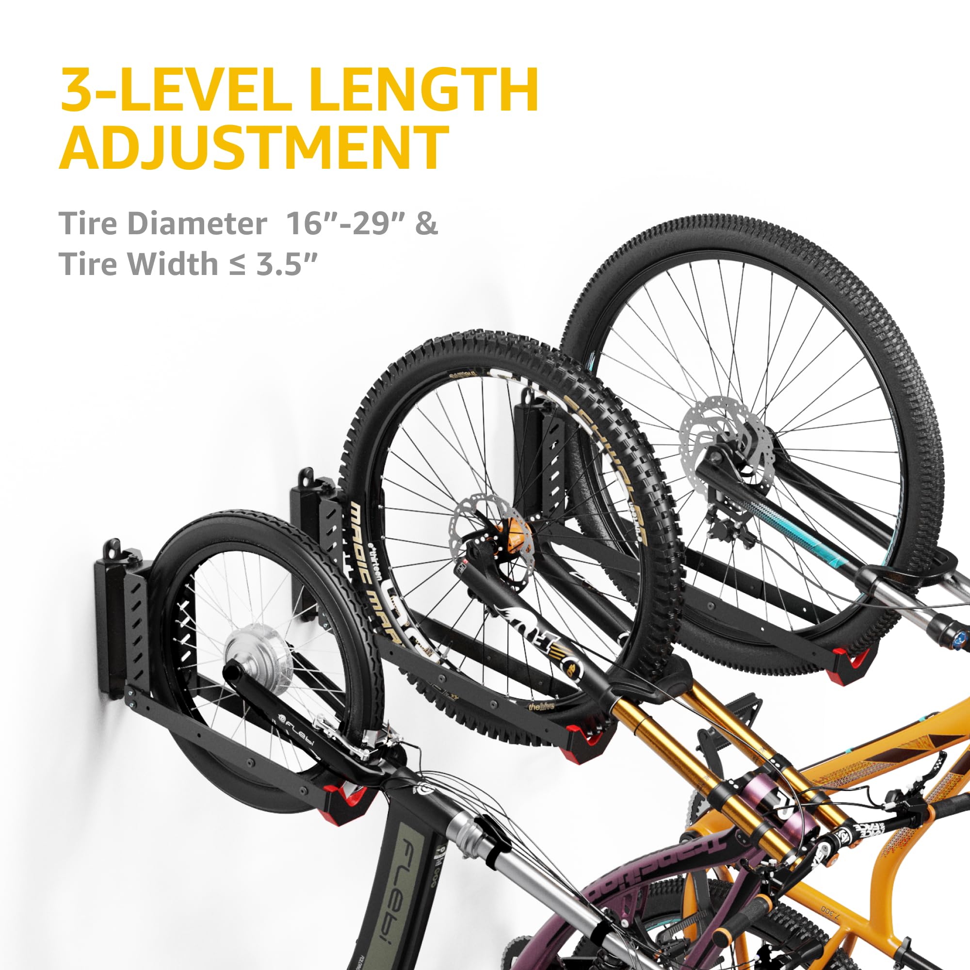 monTEK Swivel Bike Wall Mount, No Heavy Lifting Required Bike Wall Mount, Bike Hangers for Garage, Space-Saving Bike Rack Garage, Easy to Load and Unload, Bike Hanger Can Hold Up to 77 lbs, 2 Pack