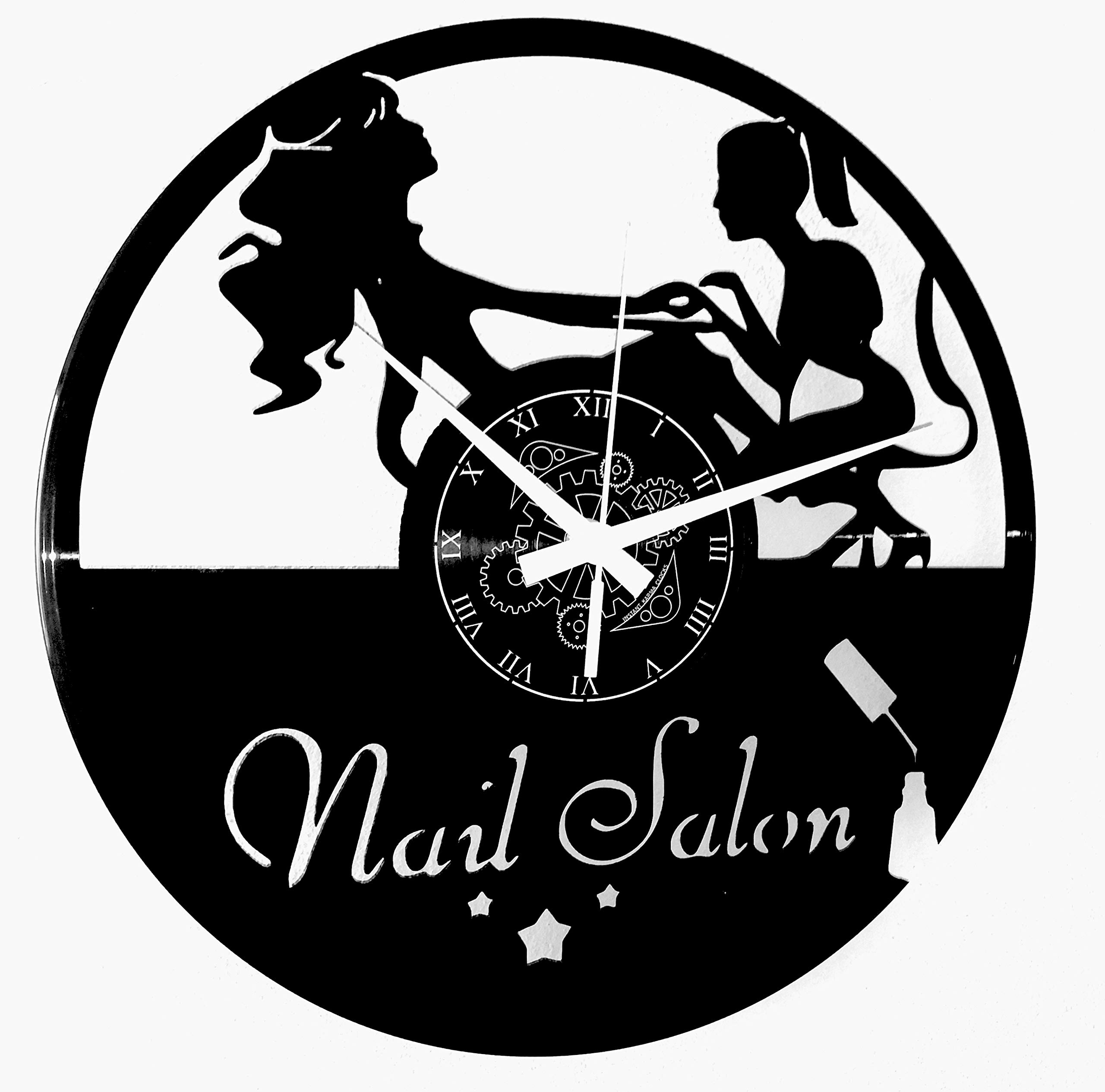 Instant Karma Clocks | Nail Salon Wall Clock with Manicure Scene – Silent No-Ticking – Perfect for Bedroom, Office, Studio, Kitchen, Living Room – Modern Design Unique Decoration