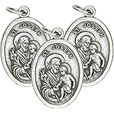 Needzo Saint Joseph Religious Medal, Pray For Us Devotional Charm for Fathers Gift, 1 Inch, (Pack of 3)