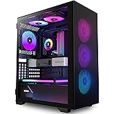 KEDIERS PC CASE ATX 6 PWM ARGB Case Fans Pre-Installed, Mid Tower Computer Case with Tempered Glass,High Airflow Mesh Front,S