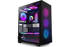 KEDIERS PC CASE ATX 6 PWM ARGB Case Fans Pre-Installed, Mid Tower Computer Case with Tempered Glass,High Airflow Mesh Front,S