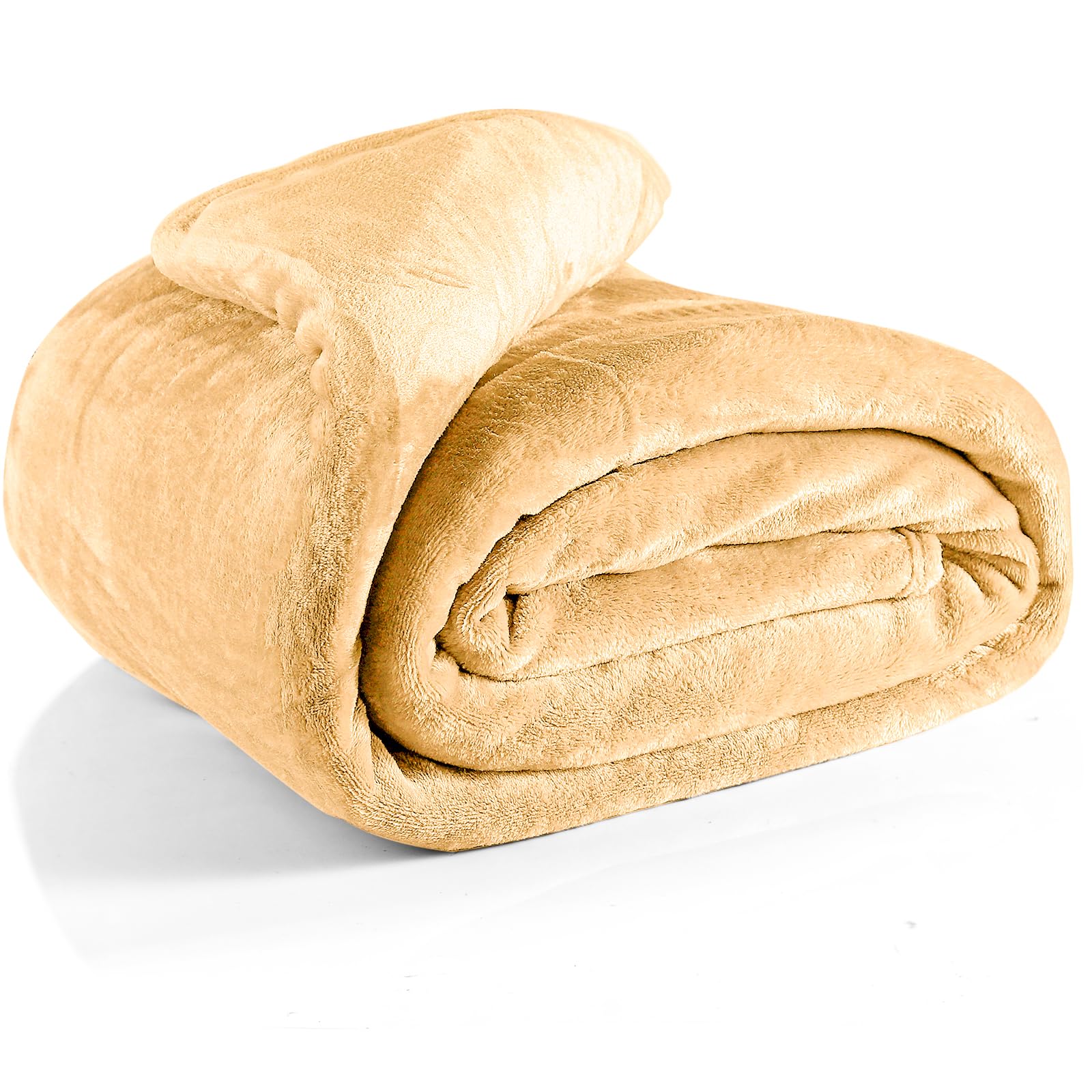 EHC Fleece Blanket Sofa Throw, Cozy Soft Throw Blanket for Bed and Couch Warm Throw/Single, Beige, 125x150cm