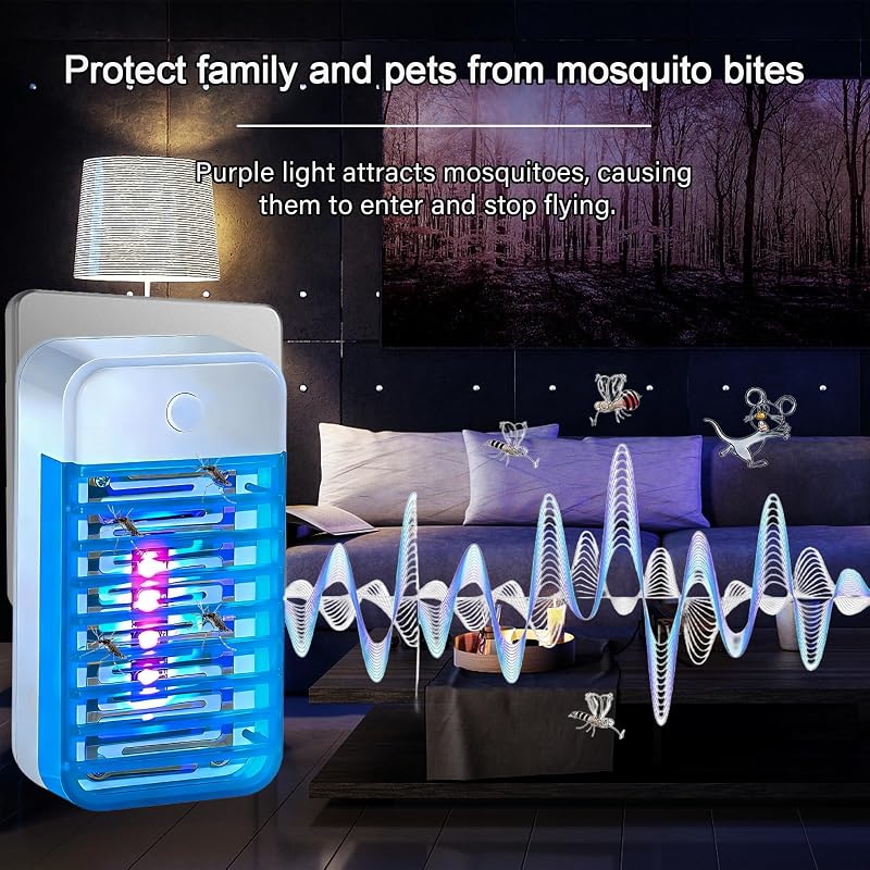 Lâmpada para mosquitos, 4 unidades, repelente elétrico de mosquitos, armadilha UV para insetos, armadilha para mosquitos de interior, para quarto, escritório, cozinheira para moscas, mosquito, traça
