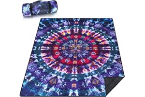 Wruzbxcn Picnic Blankets Waterproof Sandproof Picnic Beach Blanket Foldable Portable Travel Large Tie-dye Camping Blanket for Outdoor Beaches,Parks,Hiking-Tie-dye 80" X 60"