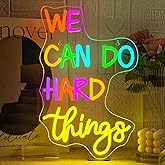 FAXFSIGN We Can Do Hard Things Neon Sign Classroom Led Neon Light Kids Wall Art Decor for Bedroom Library Office Postive Inspirational Children Students Birthday Gifts