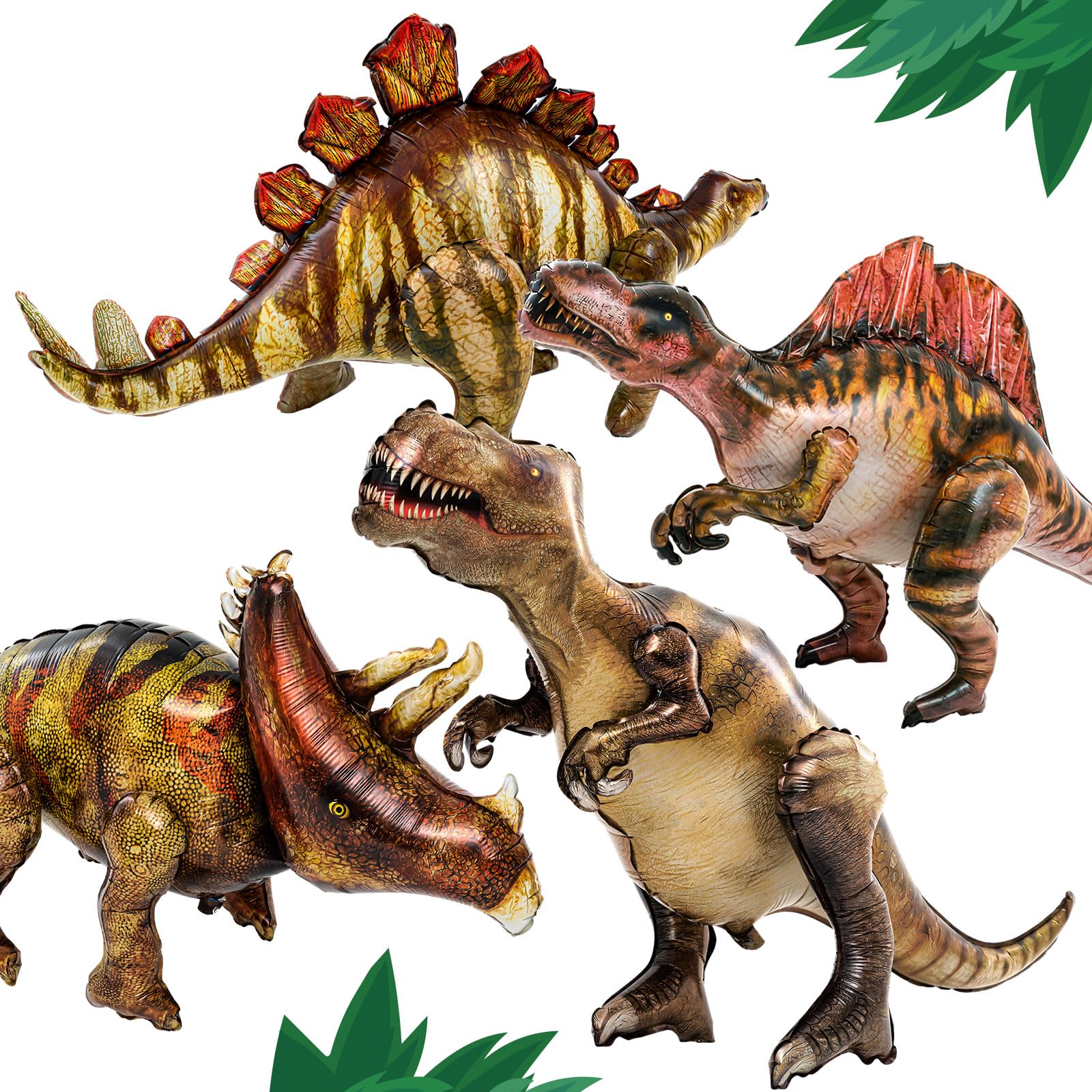 Photo 1 of Skylety 4 Pcs 50'' x 30''Inflatable Dinosaur Balloon for Party Decorations 4 Style Giant Blow up Dino Balloons Birthday Gift Jurassic Theme Party Supplies for Adult Halloween Christmas