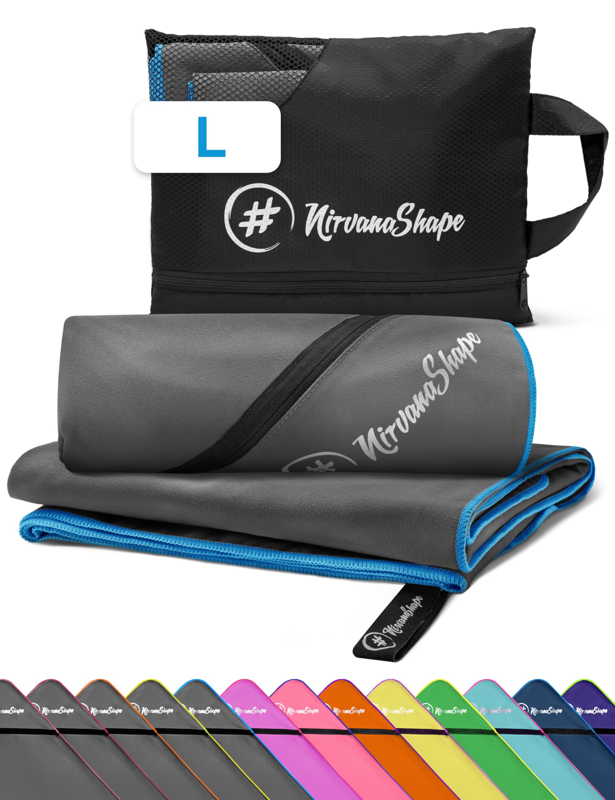 NirvanaShape Microfiber - Travel Towel for Beach, Sports, L 140 x 70 cm