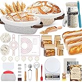 PeacePeo 38 Pcs Sourdough Starter Kit, Cotton Rope Banneton Bread Proofing Basket with Sourdough Starter Jars,10 Inch Round & Oval Proofing Basket with Liners & Covers for Artisan Bread Baking