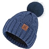 ZASFOU Women Winter Beanie Hats Knit Pompom Slouchy Beanies Fleece Lined Chenille Womens Hat Cold Weather Gifts for Women