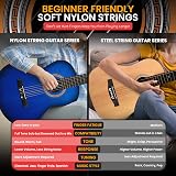 Pyle Beginner Acoustic Guitar 99 cm Classical Kit Nylon Strings Blue Burst Gloss view 5