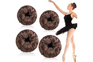 Yuxung 4 Pcs Satin Hair Bun Donut Satin Hair Bun Maker Dark Retain Moisture Easy to Style for Women Ladies Military Ballet and Business (Brown,Small,Medium)