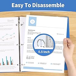 SUNEE 3 Ring Binder 1/2 Inch 1 Pack, Clear View