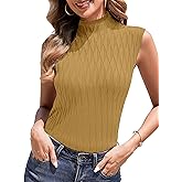 Totatuit Sleeveless Turtleneck Tops for Women Mock Turtle Neck Sweater Vest Casual Knit Pullover Tank Top 2025 Trendy Clothes