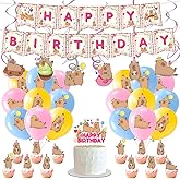Capybara Birthday Party Decor Set, Capybara Banner Spiral Balloon Cake Topper, Capybara Theme Party Supplies