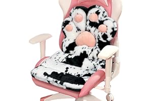 QIUODO L-Shape Cat Paw Cushion, Soft Chair Pillow Kawaii Chair Cushions, Faux Rabbit Fur Gaming Chair Cushion for Gamer Girl Gifts, Comfy Plush Floor Seat for Room Decor, Office Chair Cushion Cute