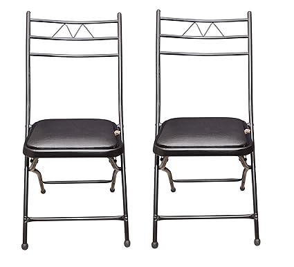 IYB-S.K. Metal Folding Chair with Cushion in Black(Set of 2)