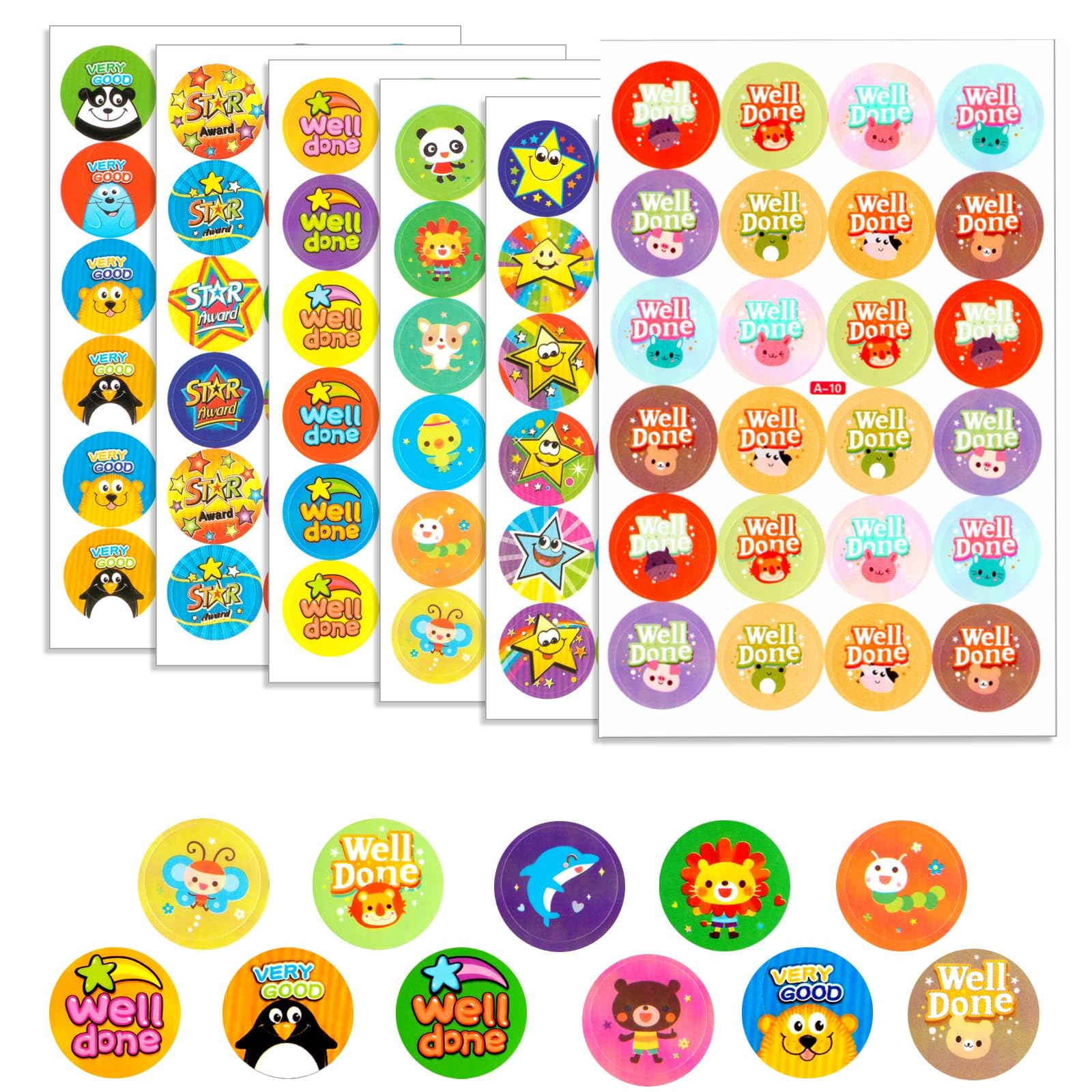 ASTARON 1440 Pcs Reward Stickers for Kids Motivational Praise Teachers Stickers for Students, Star Stickers for Reward Chart Kids Reward Stickers Parents' Reward Stickers for Children (60 Sheet)