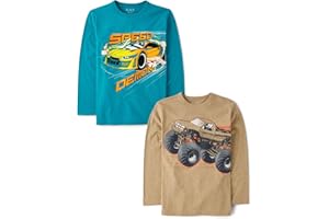 The Children's Place Boys' Gamer,Cars,Sports Long Sleeve Graphic T-Shirts,2 Pack