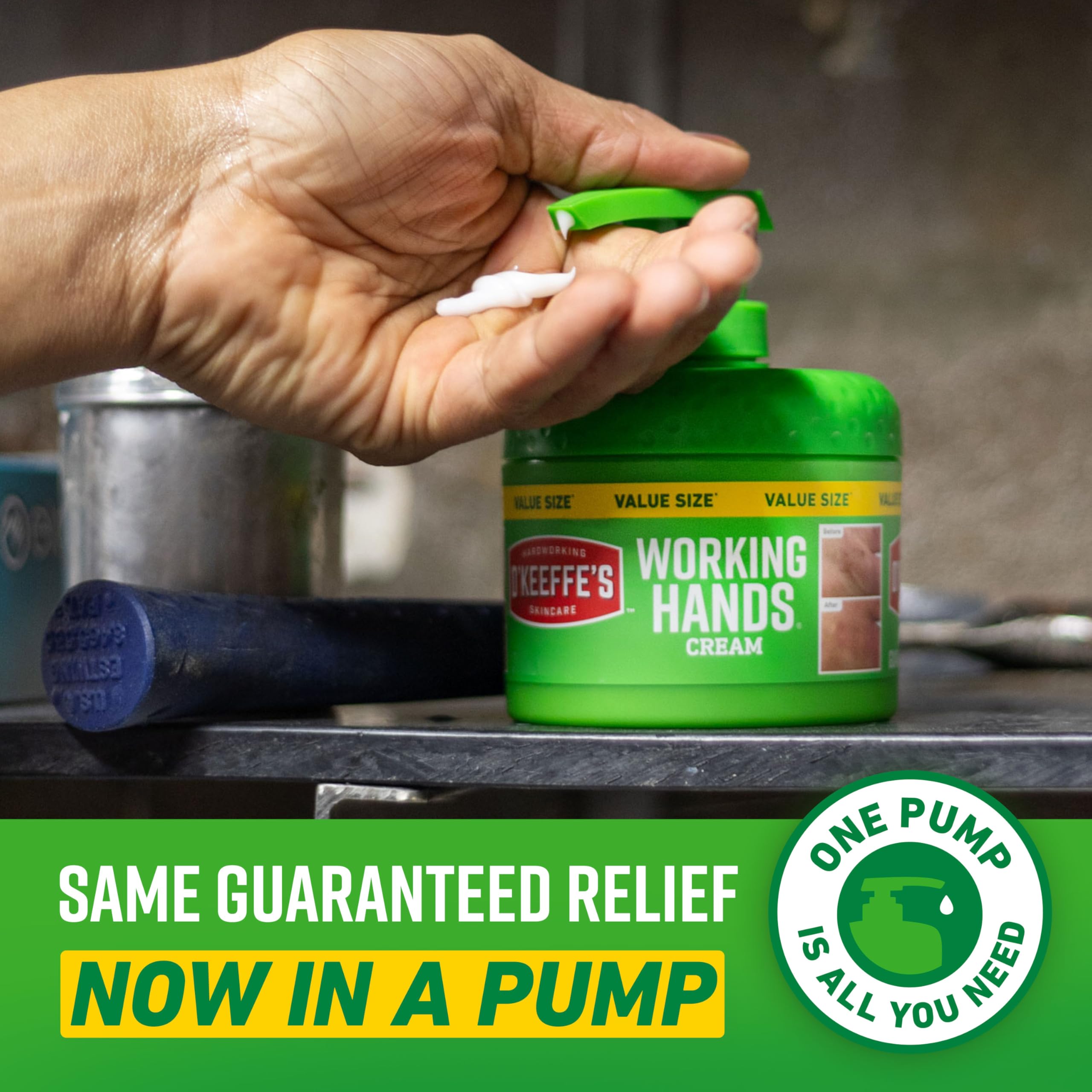 O'Keeffe's Working Hands Hand Cream in a Pumpable Jar for Extreme Dryness – 10oz Pump (1 Pack) - Repairing Skincare for Cracked, Dry Hands