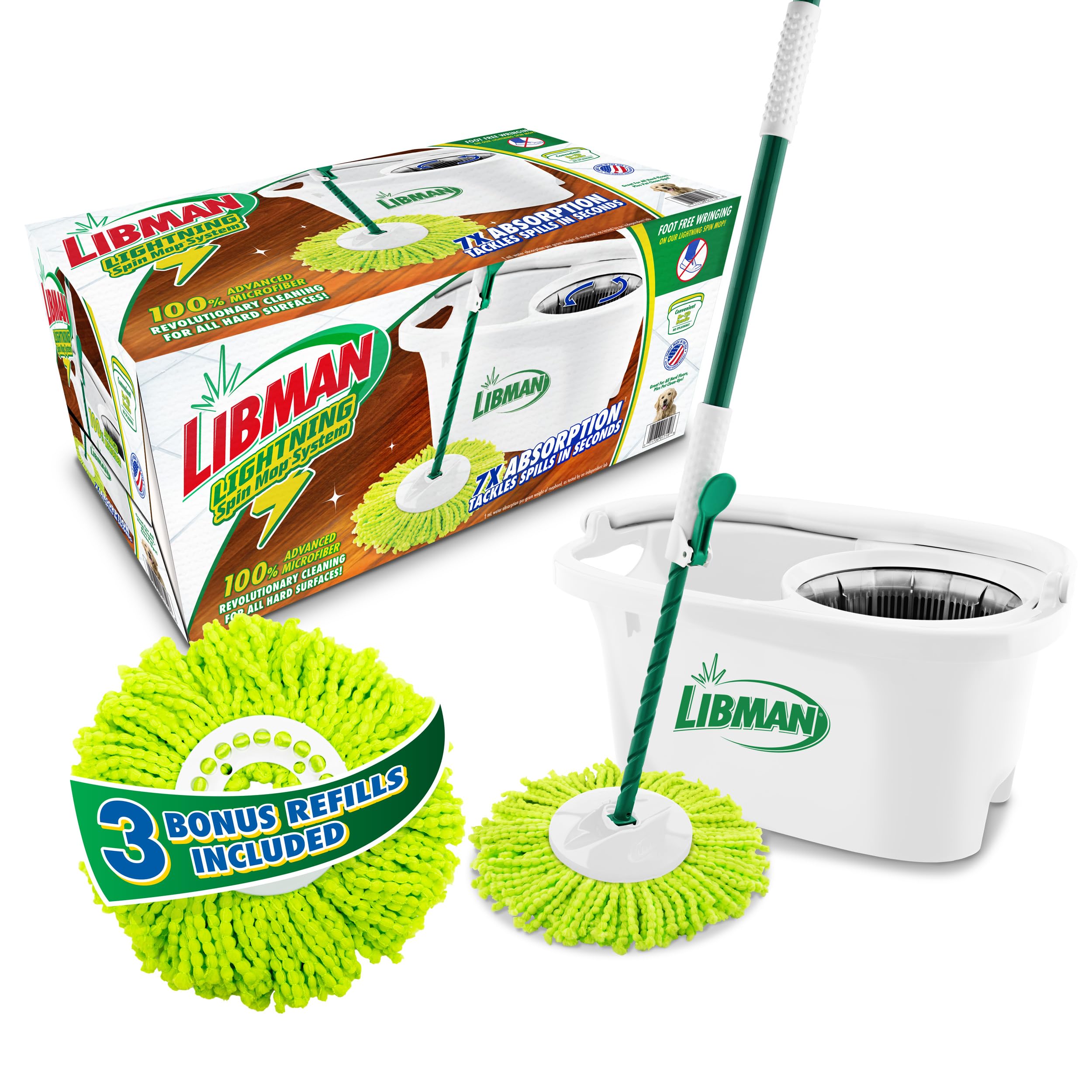 Photo 1 of **MISSING POLE**
Libman Lightning Spin Mop System Plus 3 Refill Head | Mop and Bucket with Wringer Set | Floor Mop | Spin Mop | Libman Mop | Mops for Floor Cleaning | Hardwood Floor Mop | 4 Total Mop Heads Included