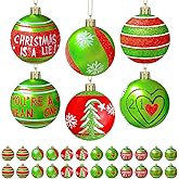 24 Pcs 2.4 Inch Christmas Ball Ornaments,Glittering Plastic Hanging Decorations Swirl Candy Cane Peppermint Red and Green Christmas Tree Pendants for Xmas Tree Decoration