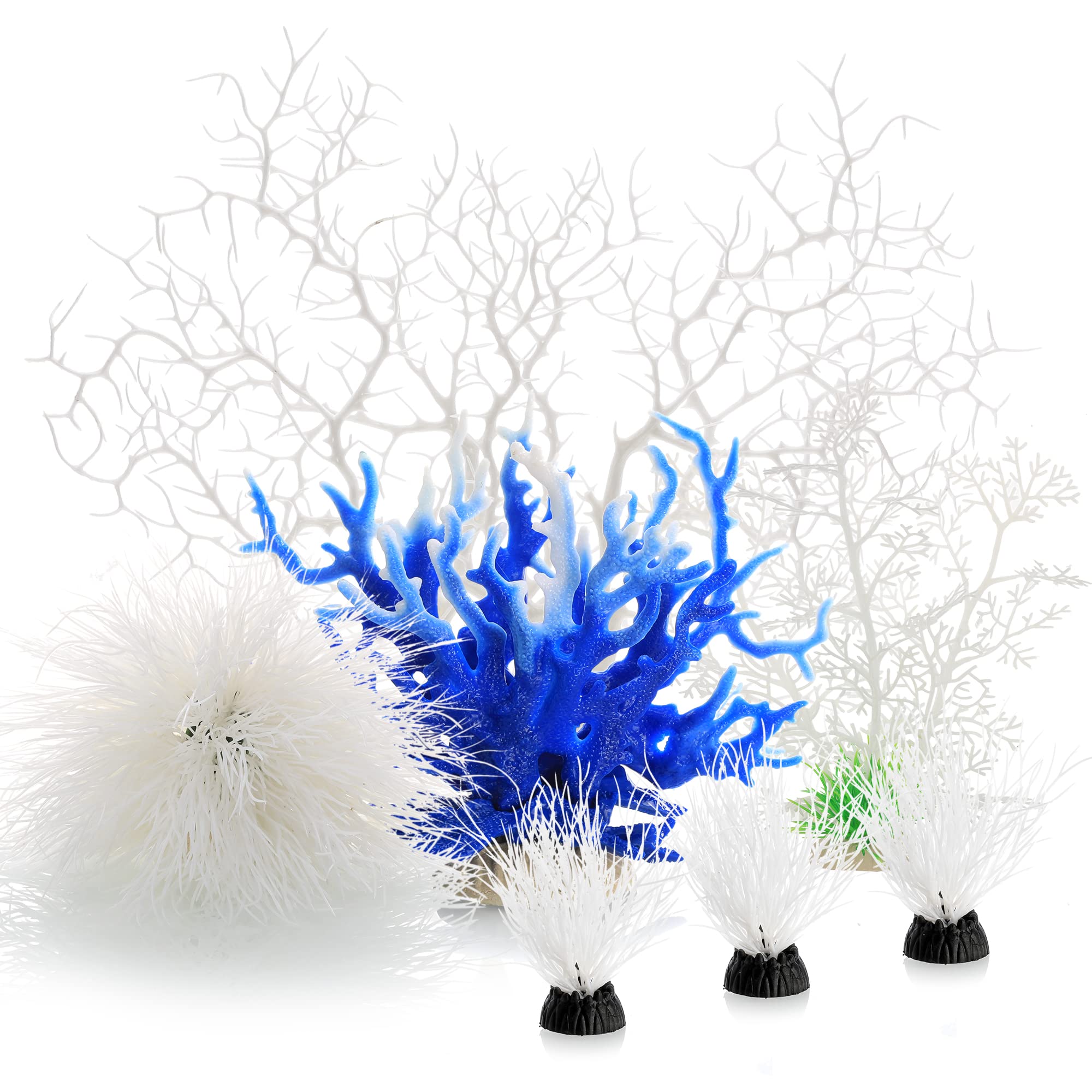 Photo 1 of MyLifeUNIT Aquarium Plants, 7 Pack Artificial Coral Ornament for Fish Tank Decorations (White)