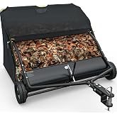 YINTATECH 42in Tow Behind Lawn Sweeper, 20 cu. Ft Leaf Grass Collector | Garden Yard Sweeper Pull Behind with Adjustable Brush Height &amp; Dumping Rope, Black