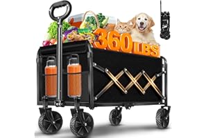 JINIHFW Wagons Carts Foldable, Collapsible Folding Wagon, Portable Folding Wagon Cart with Wheels, Outdoor Utility Carts for Groceries, Camping, Sports, Shopping, Black