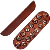 Offelec Wooden Mancala Board Game Set, Large 15.8 Inch Folding Board with 100 Multi Color Stones, 2-Player Classic Family Strategy Game for Kids &amp; Adults, Portable Travel Mancala with Instructions
