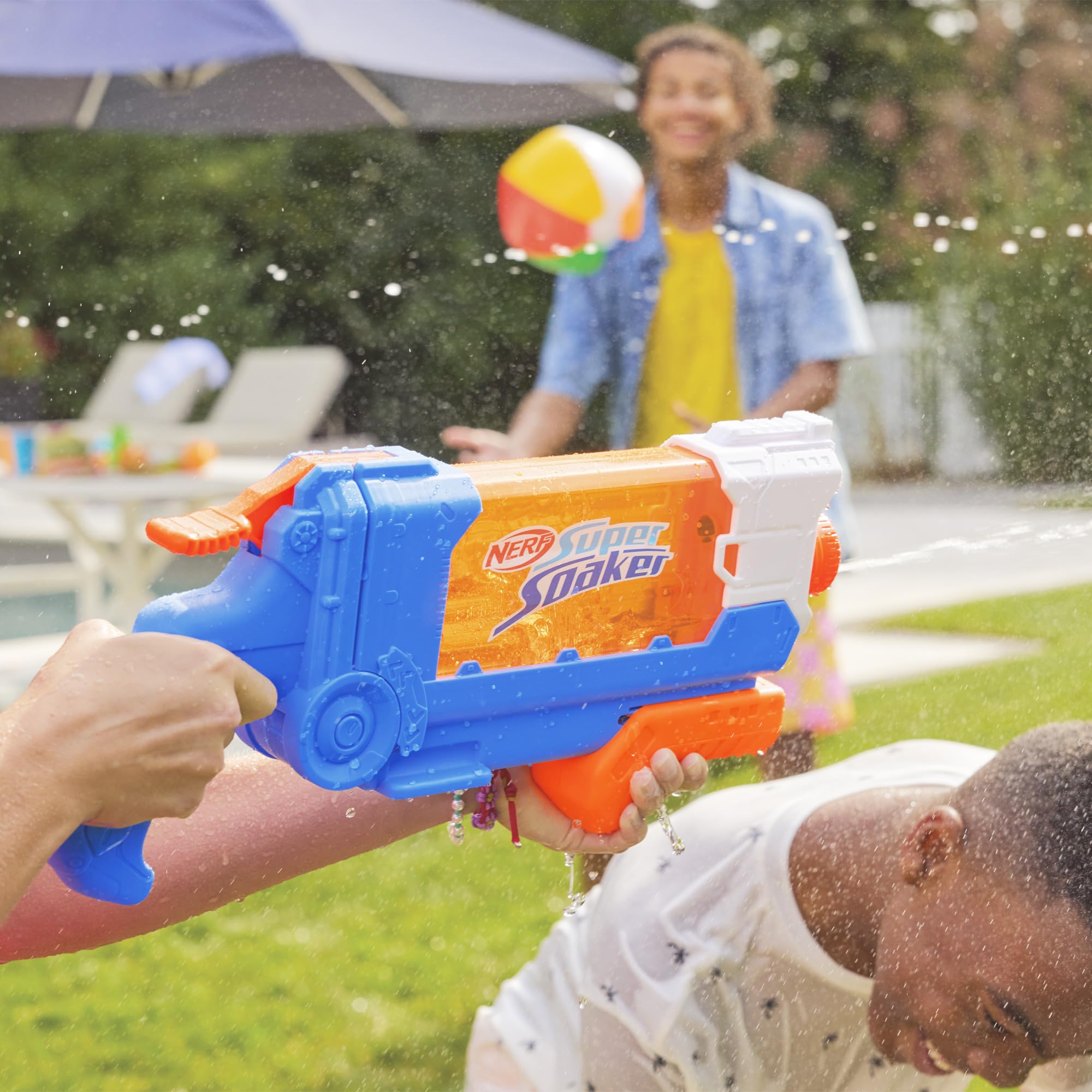 Nerf Super Soaker Flip Fill Water Blaster, 4 Spray Styles, Fast Fill, 30 Fluid Ounce Tank, Water Toys for 6 Year Old Boys & Girls & Up