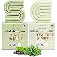 Kitsch Tea Tree & Mint Shampoo and Conditioner Bar Set, Hair Color Safe, Zero Waste, Vegan, Eco Friendly, Made in US, For All
