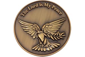 LOGOS COINS The Lord is My Peace, Dove and Olive Branch Pocket Token of Serenity, Christian Challenge Coins, My Peace I Give to You, Antique Gold-Color Plated John 14:27 Religious Gift