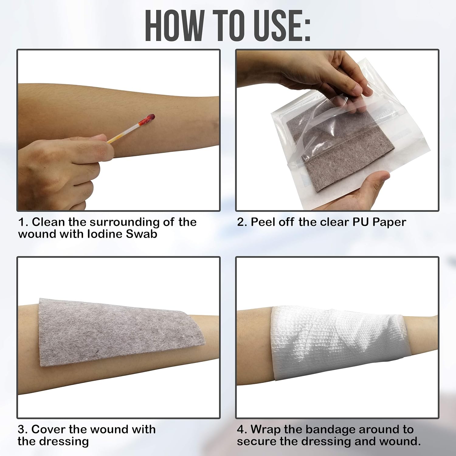 JJ CARE [Pack of 10] Silver Alginate Wound Dressing Pads 4" x 5", Calcium Alginate, Wound Dressing, Patches, Antimicrobial, Sterile, Non-Stick Padding, Comfortable and Absorbent: Health & Personal Care