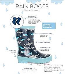 Hatley Boy's Printed Rain Boots Raincoat, Shark