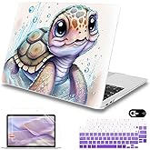 Mektron Case for MacBook Air 13 inch M1 A2337 A2179 A1932,Hard Cover 2018-2021 Air 13-inch with Touch ID, Exclusively Designed Protective Shell with Keyboard Skin+Screen Protector, Cute Turtle