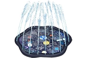 Decorlife Toddlers Splash Pad 60-Inch, Adjustable Outdoor Water Play Sprinklers, Enduring & Funny Summer Toy, Space Theme