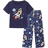 Mikrdoo Boys Pajamas 2-Piece Soft Short Sleeve and Pants Set Comfy Summer Toddler Sleepwear Kids PJs Size 2-7 Years