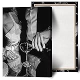 Vintage Woman Drinking Wine In Bed Posters Black