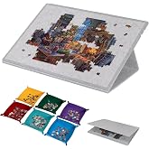 Lavievert 1500 Piece Tilting Puzzle Board with 6 Sorting Trays - Light Gray | 2-in-1 Designed Stand &amp; Cover, 3 Adjustable Tilt Angles, Lightweight &amp; Portable, Felt Mat Plateau Jigsaw Table for Adults