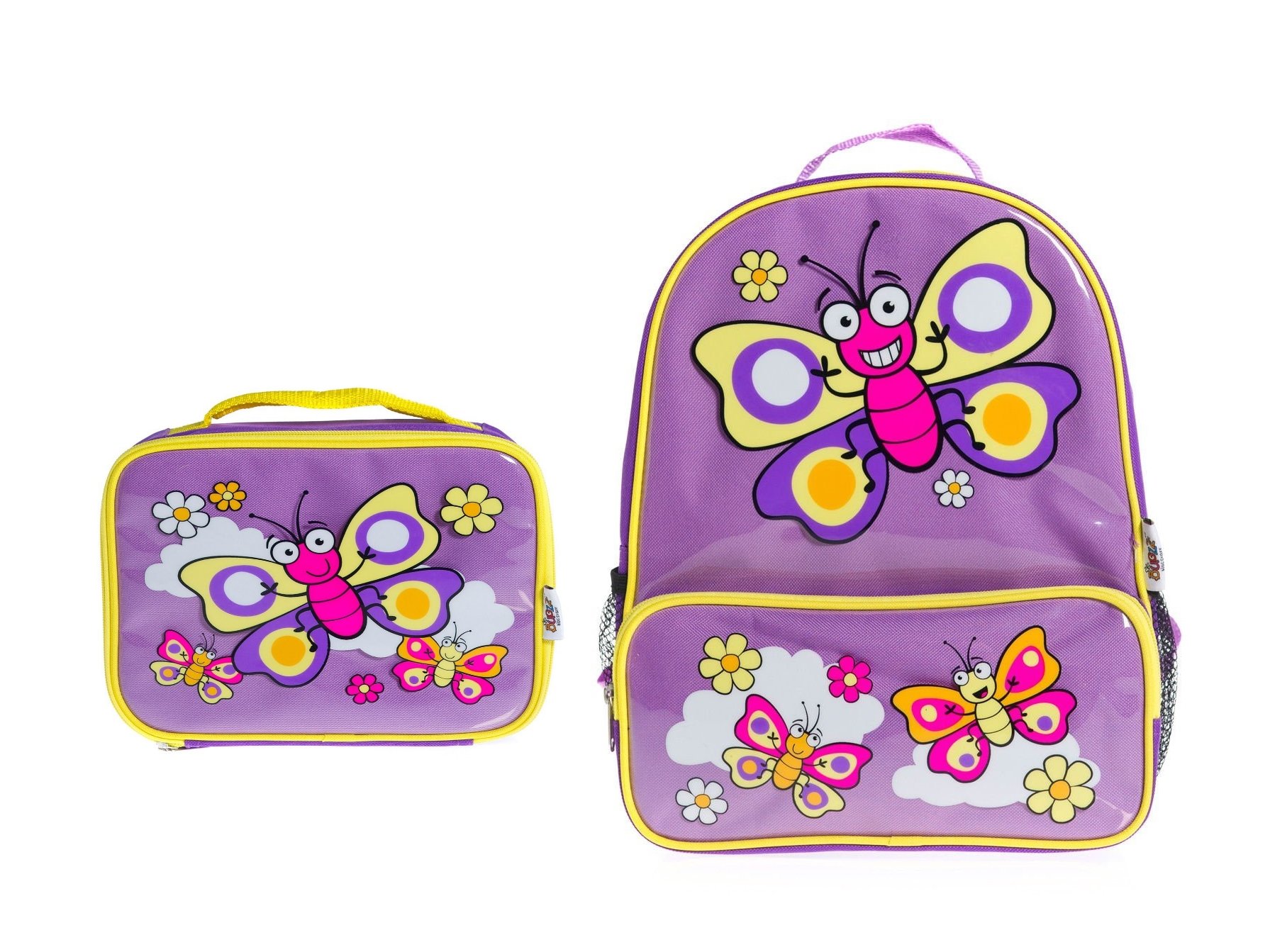 Bugzz Kids Stuff Children's School Bag Set - Backpack and Lunch Bag (Butterfly)