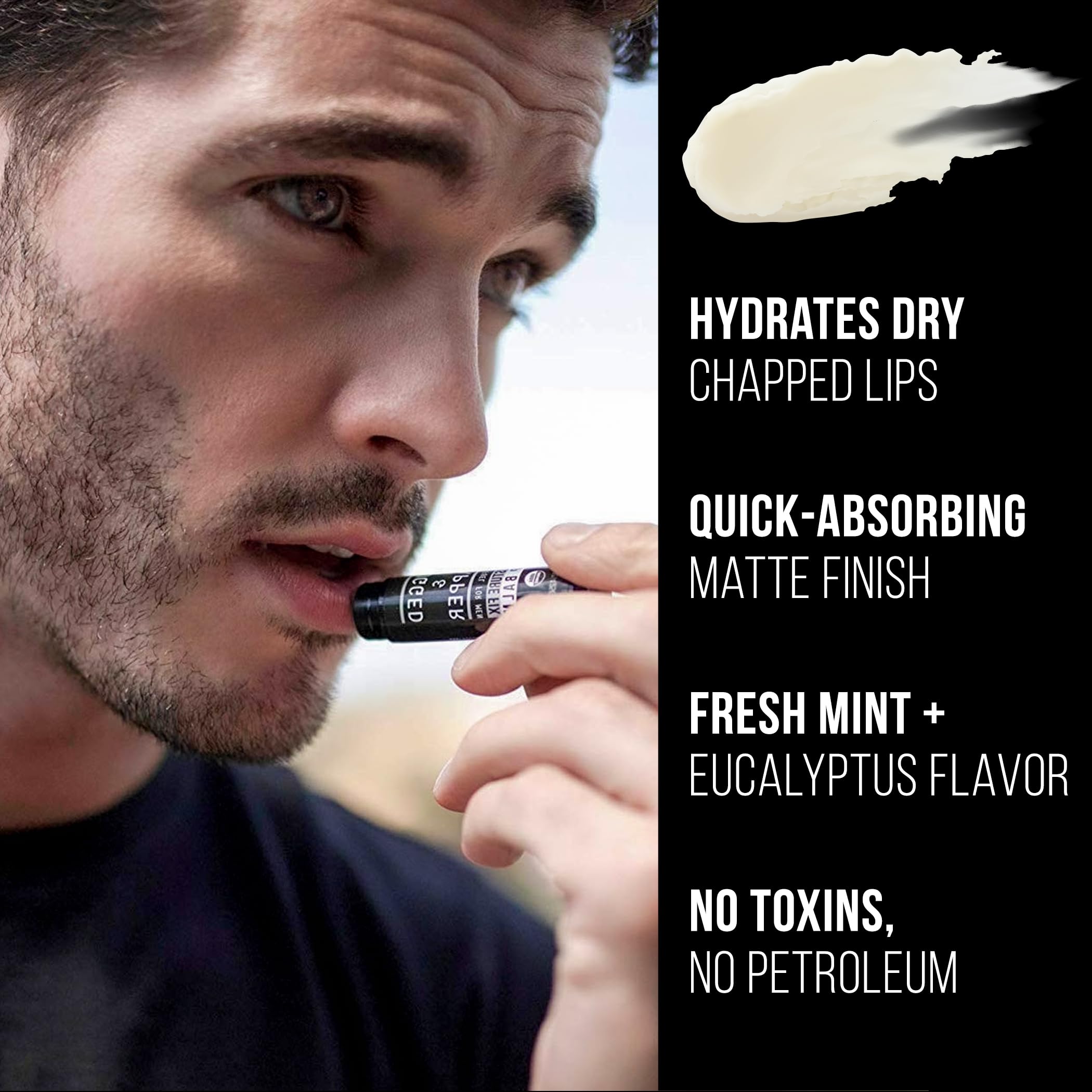 RUGGED & DAPPER Lip Balm for Men - Certified Organic + Natural Ingredients - 4 Pack - Hydrating Mens Chapstick - USA Made