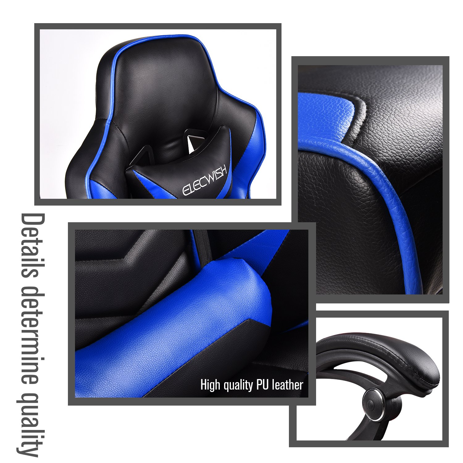 ELECWISH Ergonomic Computer Gaming Chair, PU Leather High Back Office