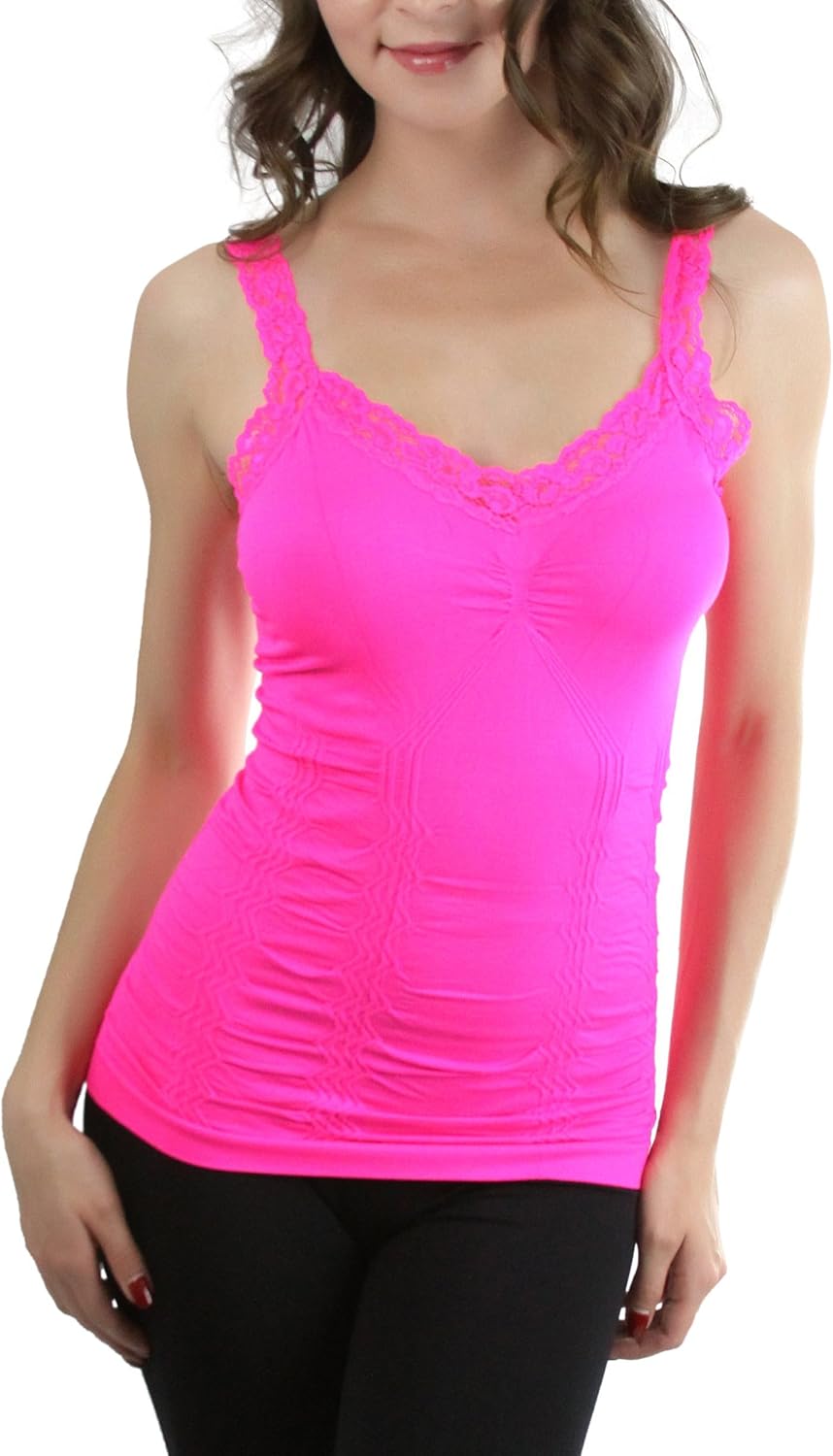 ToBeInStyle Women's Wrinkled Camisole - Hot Pink - One Size at  Women’s Clothing store