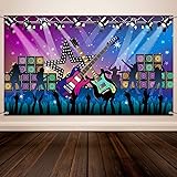 Karaoke Party Decorations Supplies, Large Fabric Rock Star Vacation Party Backdrop Banner for Rock N Roll Party Decorations, 
