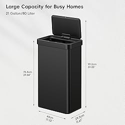 EKO Nova Sensor Trash Can, 21 Gallon/80 Liter